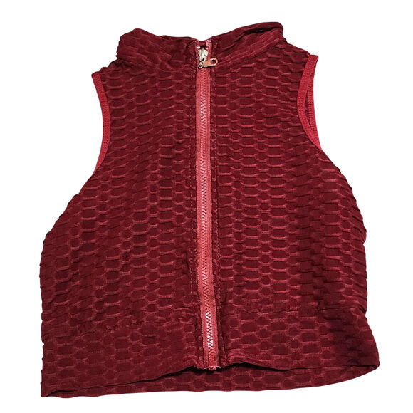 Red Cropped Zippered Fitted Top Womens Size Small - Picture 1 of 3